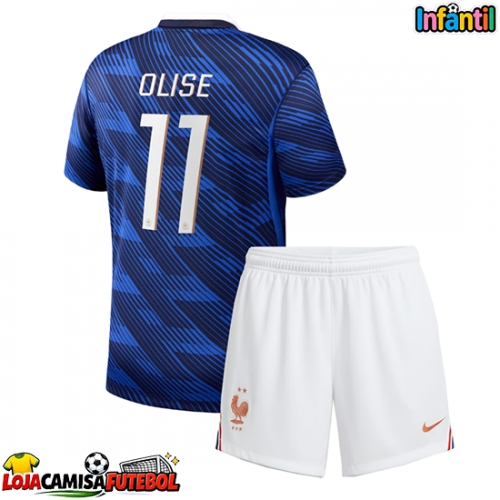 Camisa de Futebol França Michael Olise #11 Equipamento Principal Infantil Mundo 2026 Manga Curta (+ Calças curtas)